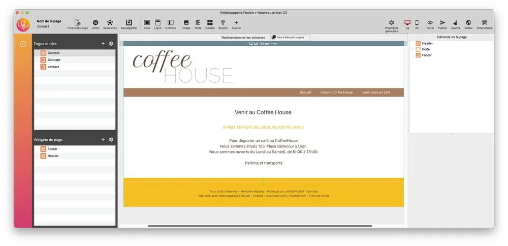 带有 2 个小部件的页面屏幕