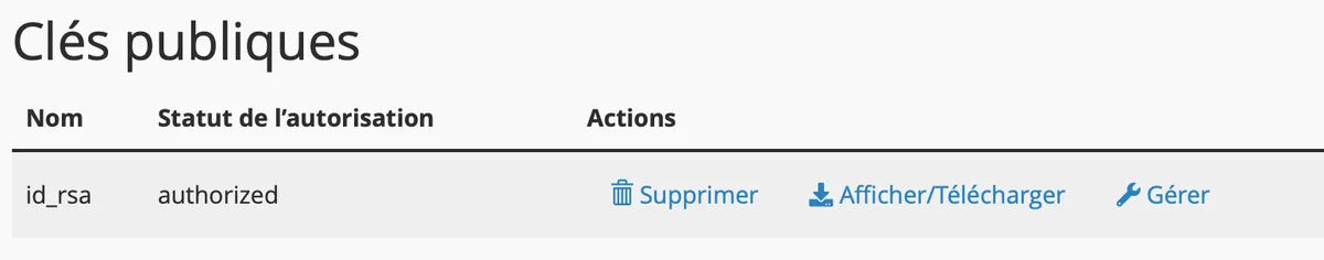 7 Lista de claves autorizadas