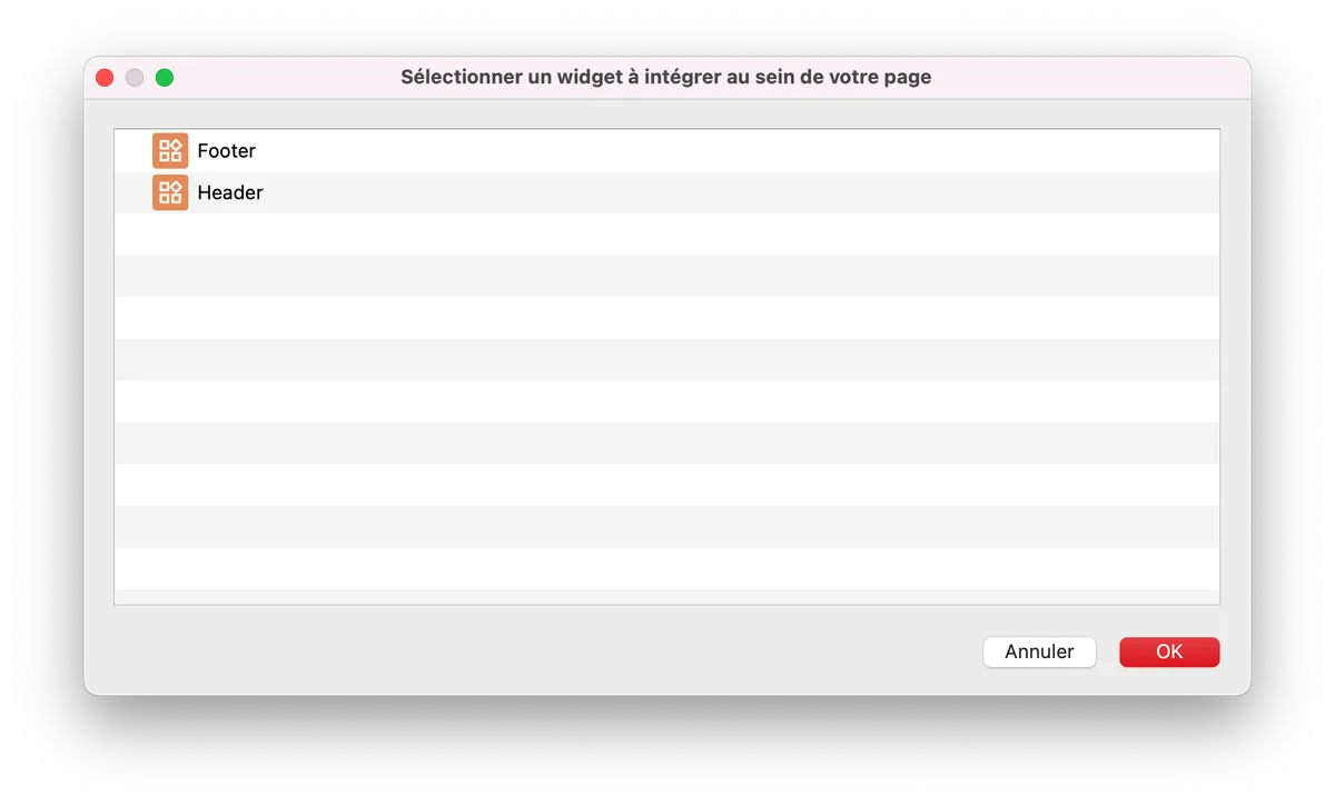对话框列表小部件