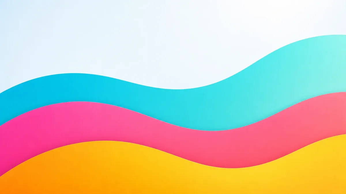 Trois vagues colorées superposées (cyan, magenta, jaune) sur fond blanc, illustrant le principe du Shape Divider et ses trois zones de dégradé