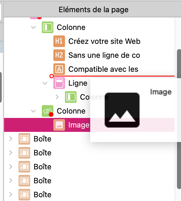 Déplacement d'un élément dans l'arborescence